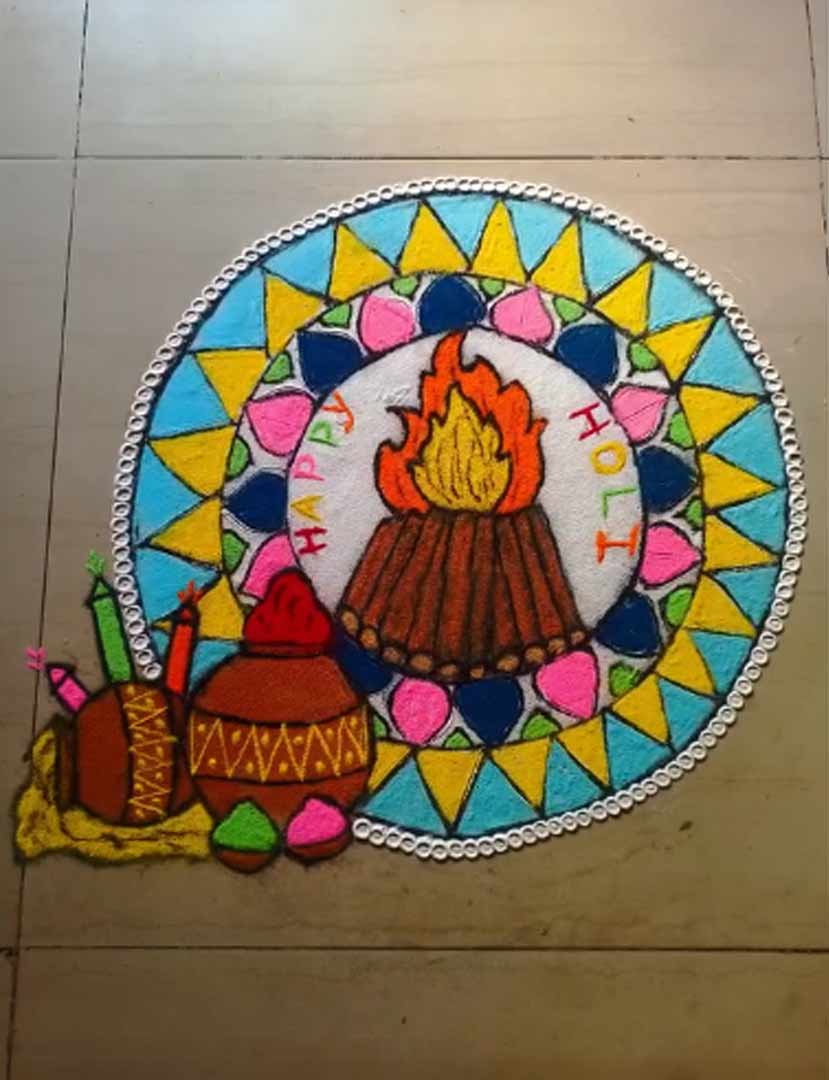 circle rangoli for holi