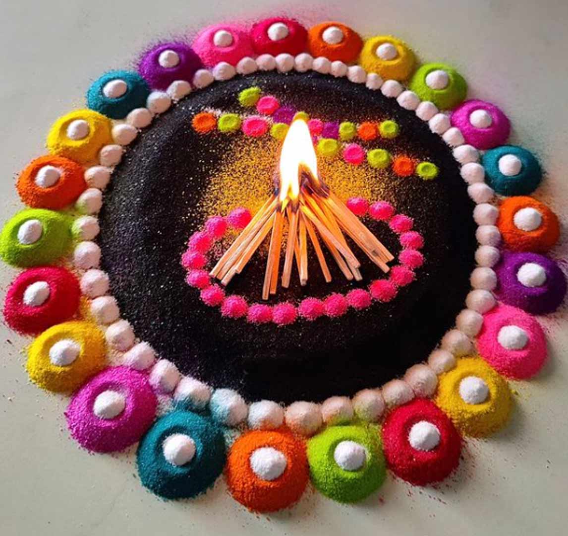 dot design rangoli holi