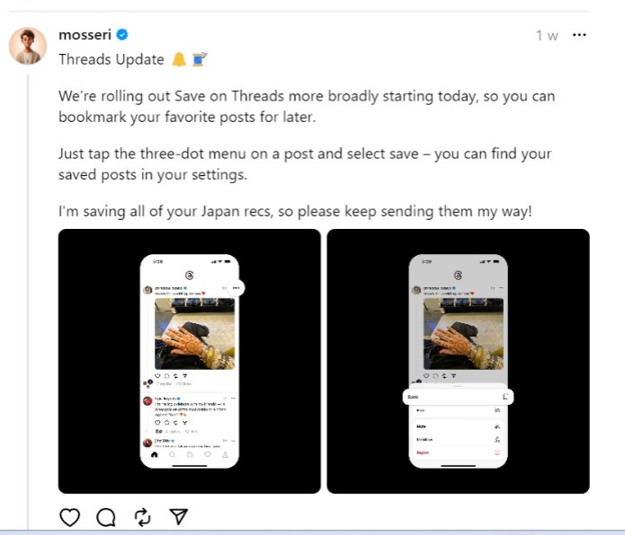 how to save post on threads
