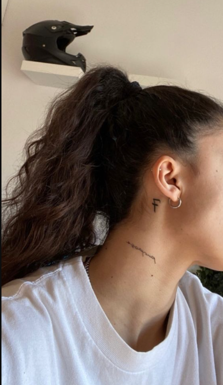 initials neck tattoo design