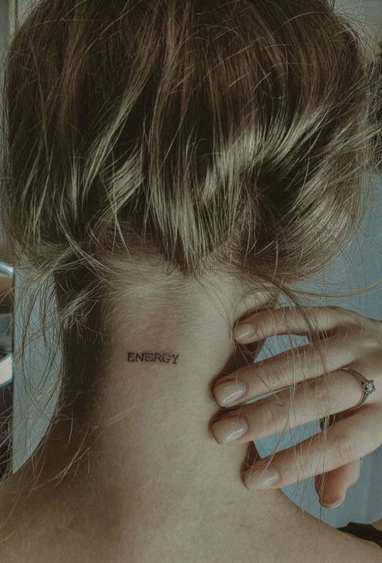 word neck tattoo