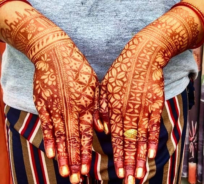 Full back hand mehndi design