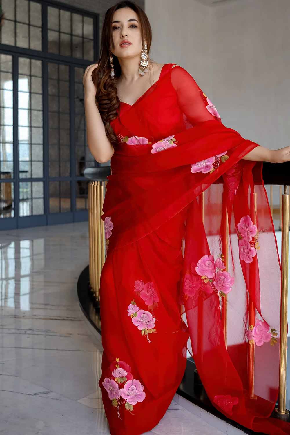 floral design saree ()