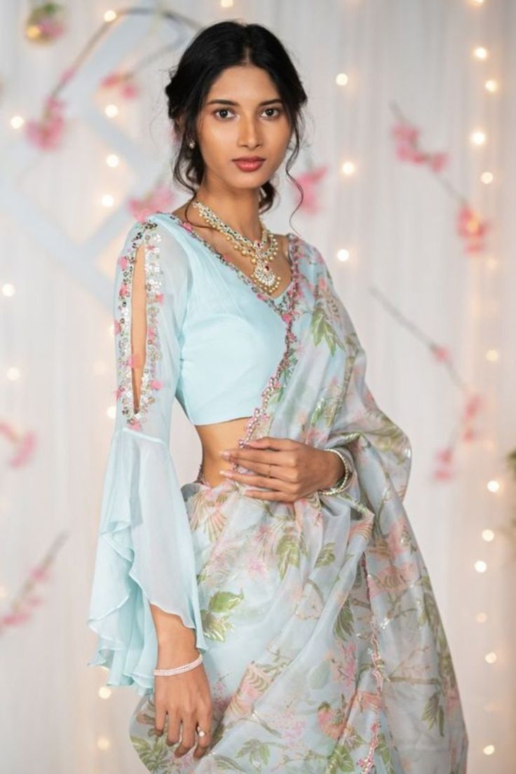 full sleeve ruffle sleeve blouse design