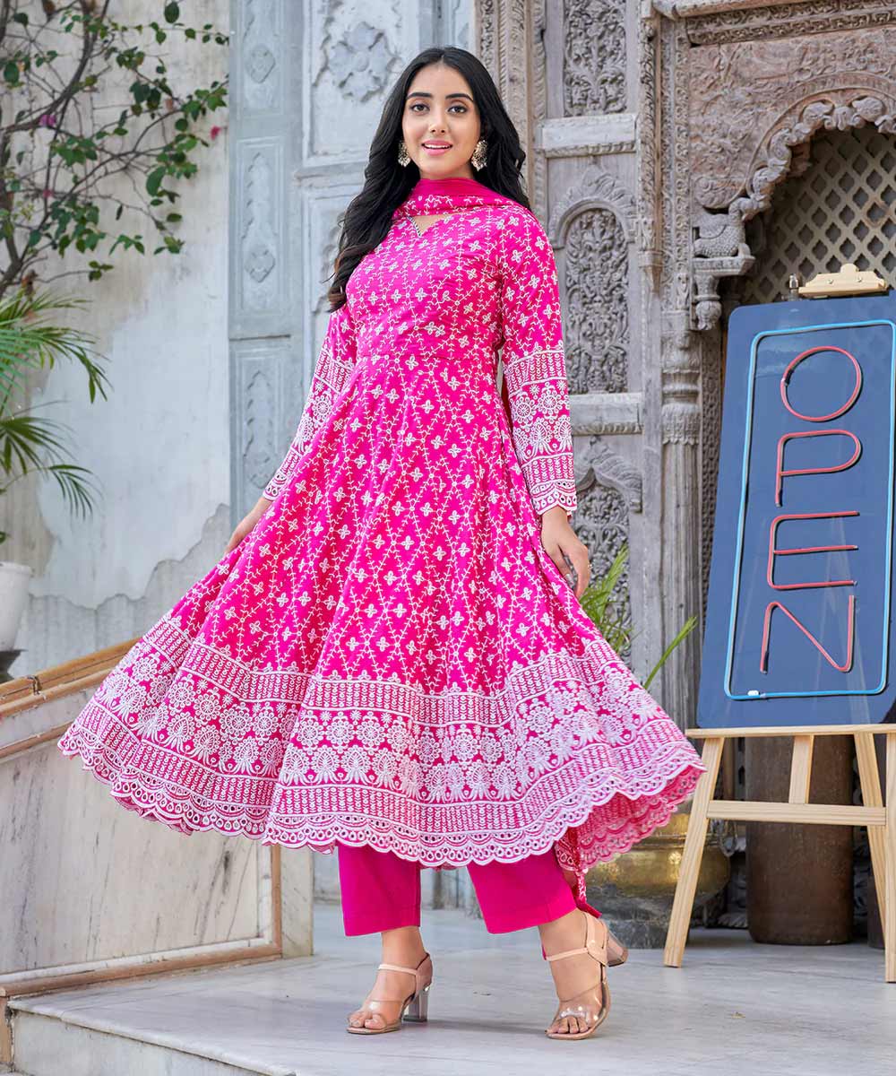 Anarkali chikankari suit