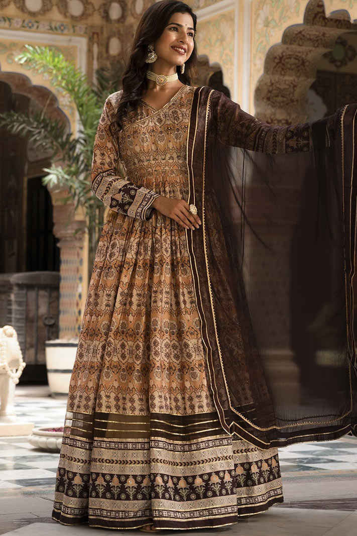 Angrakha brown suit designs