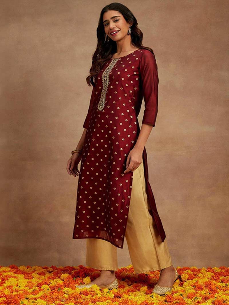 Bandhani print A line kurta designs