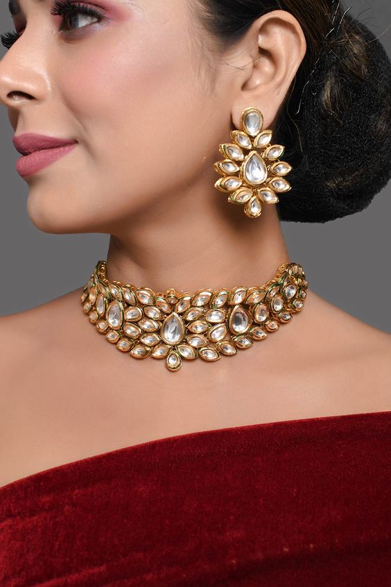 Gold Kundan Earrings Design