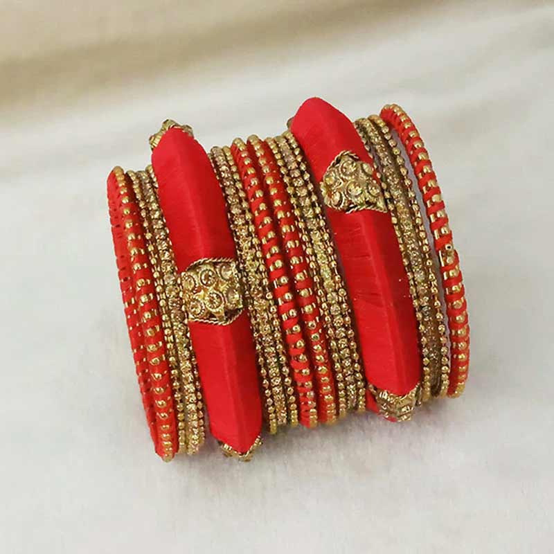 Red Austrian Stone Thread Bangle Set Design