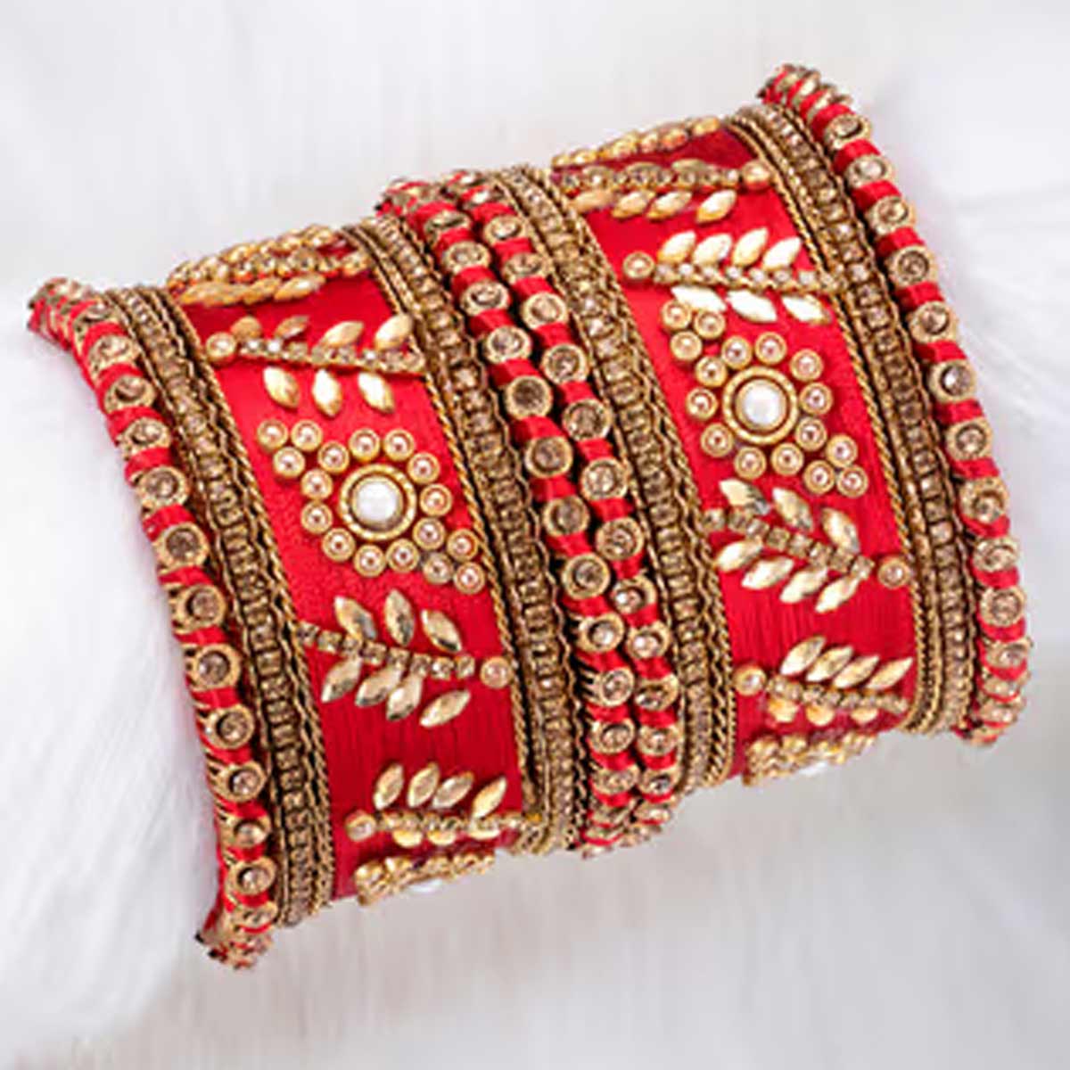 Red Floral Bridal Chuda Bangles Set Design