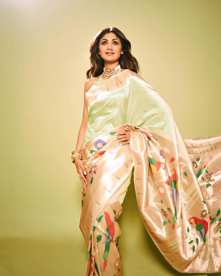 Shilpa Shetty Art Silk Saree Look