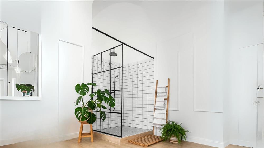 flower pot in bathroom