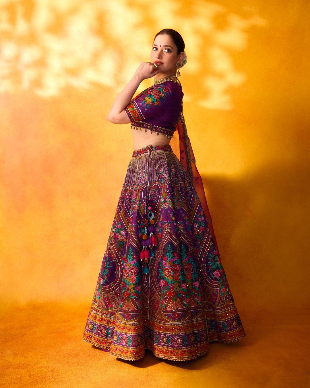 tamanna bhatia in printed lehenga