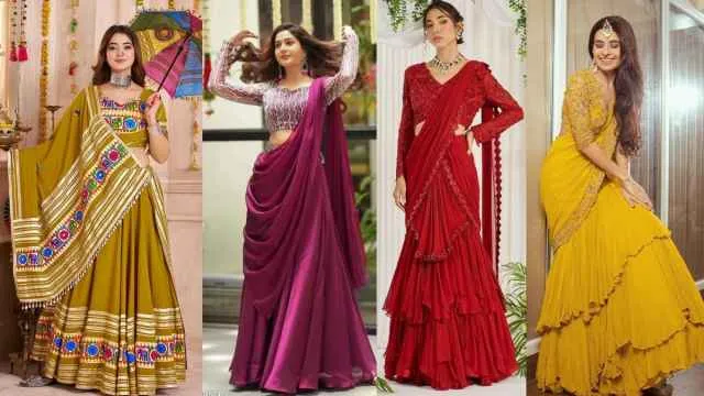 Shardiya Navratri 2025 में डिजाइनर लहंगा साड़ी के साथ बढ़ाएं त्योहार की रौनक!