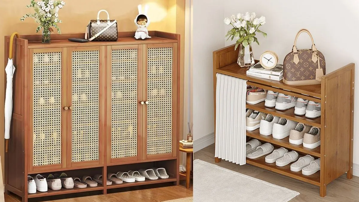 कवर के साथ आने वाले Wooden Shoe Rack के विकल्प