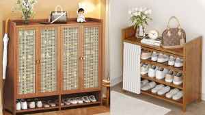 लकड़ी से बने कवर के साथ आने वाले शू रैक के देखें विकल्प