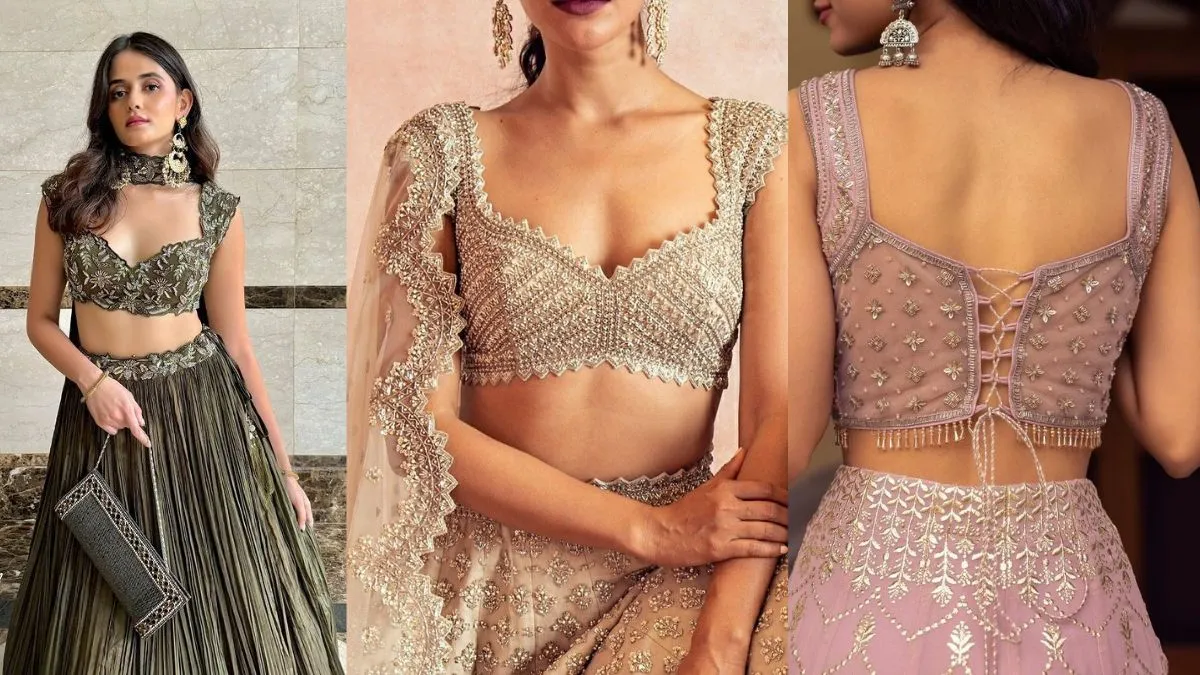 स्टाइलिश वेडिंग लुक के लिए ट्रेंडी लहंगा ब्लाउज डिजाइन