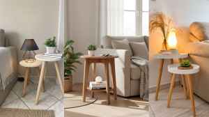 यहां देखिए लकड़ी से बने सोफे के लिए साइड टेबल के विकल्प
