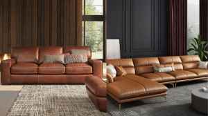 लिविंग रूम के लिए शानदार लेदर सोफा सेट