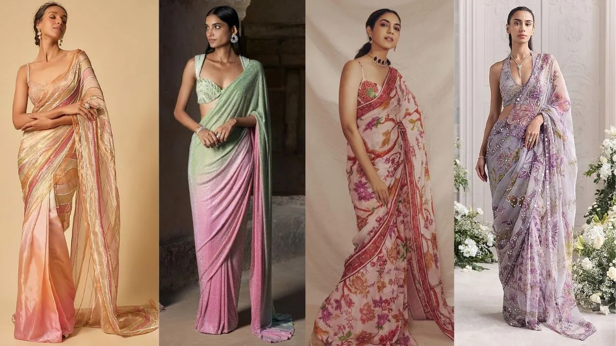 पार्टीवियर Organza Saree के विकल्प