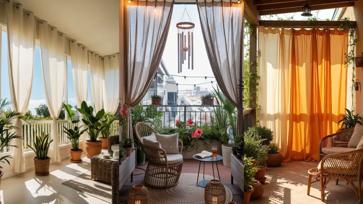 Balcony के लिए देखें ट्रेंडी Curtains 