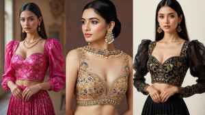 यहां देखिए स्वीटहार्ट नेक ब्लाउज डिजाइन के विकल्प
