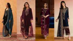 दुपट्टा के साथ आने वाले स्टाइलिश Velvet Suit