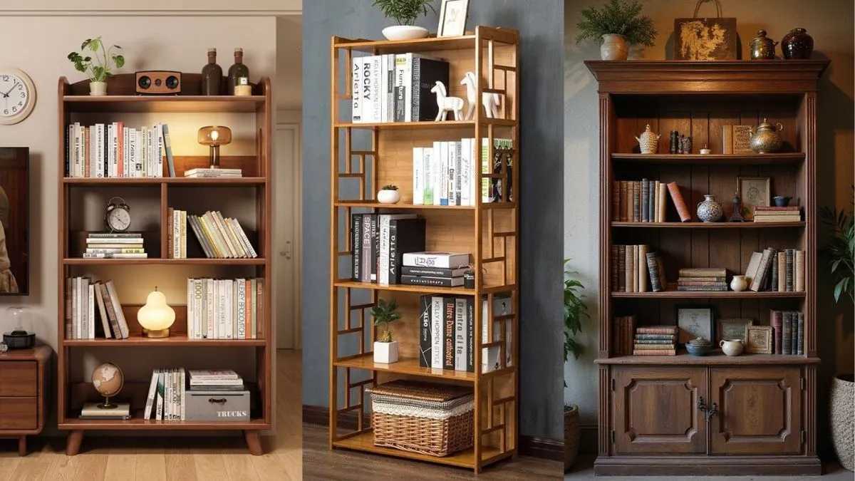मॉडर्न डिजाइन वाले वुडेन बुक शेल्फ 