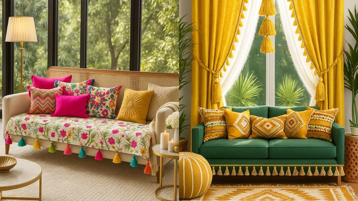 टैसल सोफा कवर 