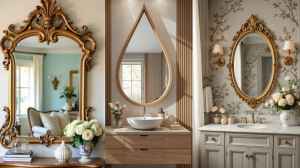 लकड़ी के फ्रेम वाला मिनिमलिस्ट मिरर के देखें विकल्प