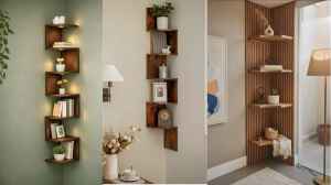 कॉर्नर शेल्फ के साथ सजाएं लिविंग रूम