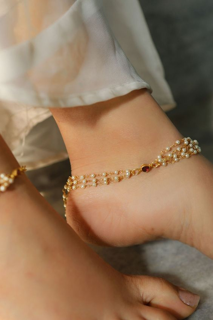 Double Layer Pearl Anklet Design