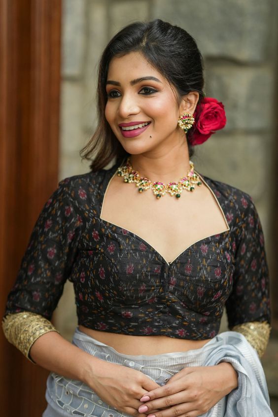 Cotton Black Blouse Design