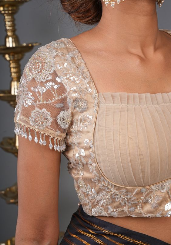 Sequin Blouse Sleeves Design