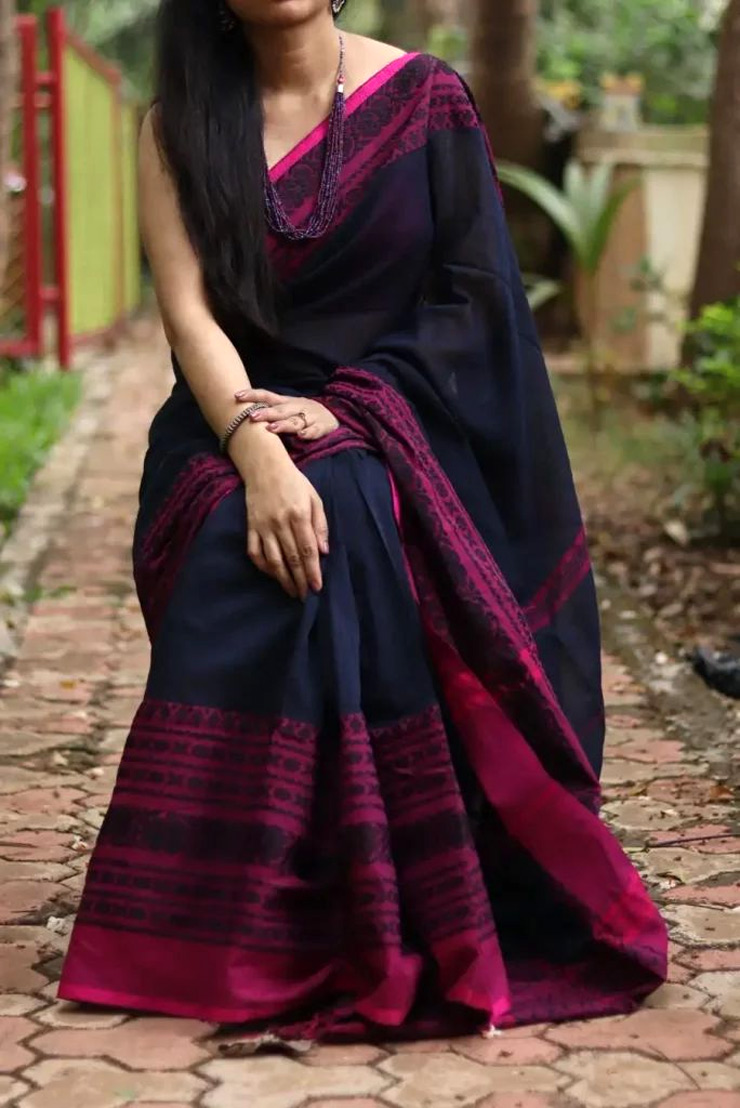Dark-Hued Sambalpuri Cotton Saree Design