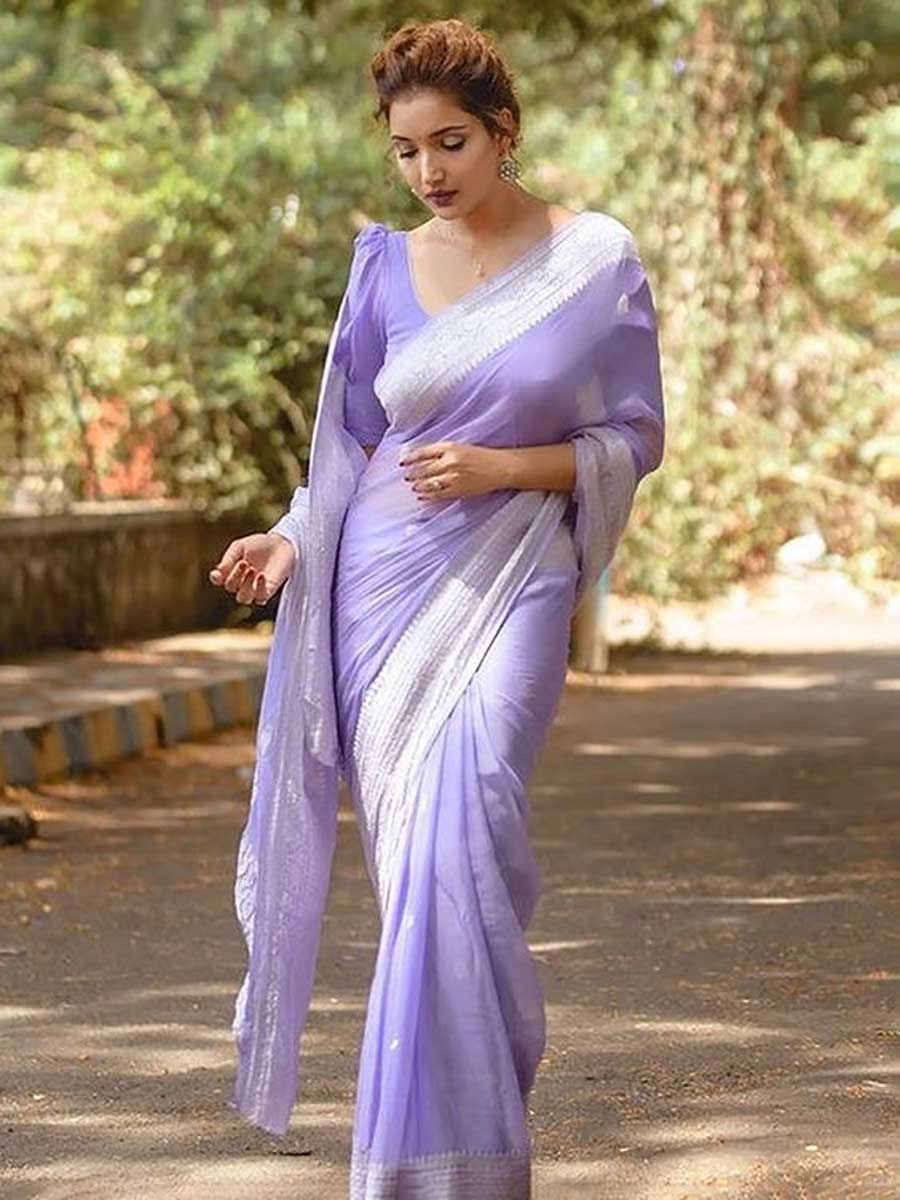 Lavender Soft Silk Saree Design