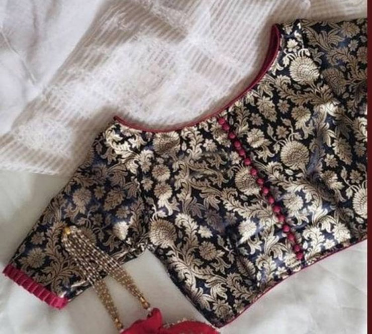 Brocade Boat Neck Blouse Design
