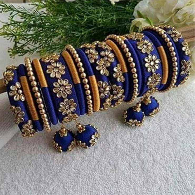 Blue Silk Thread Bangle Design