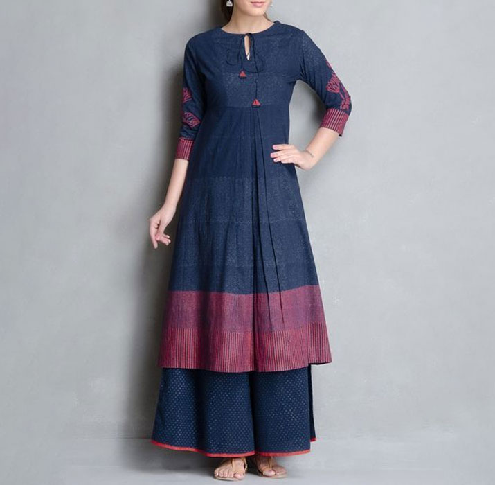 Double Shade Sambalpuri Cotton Kurti Design