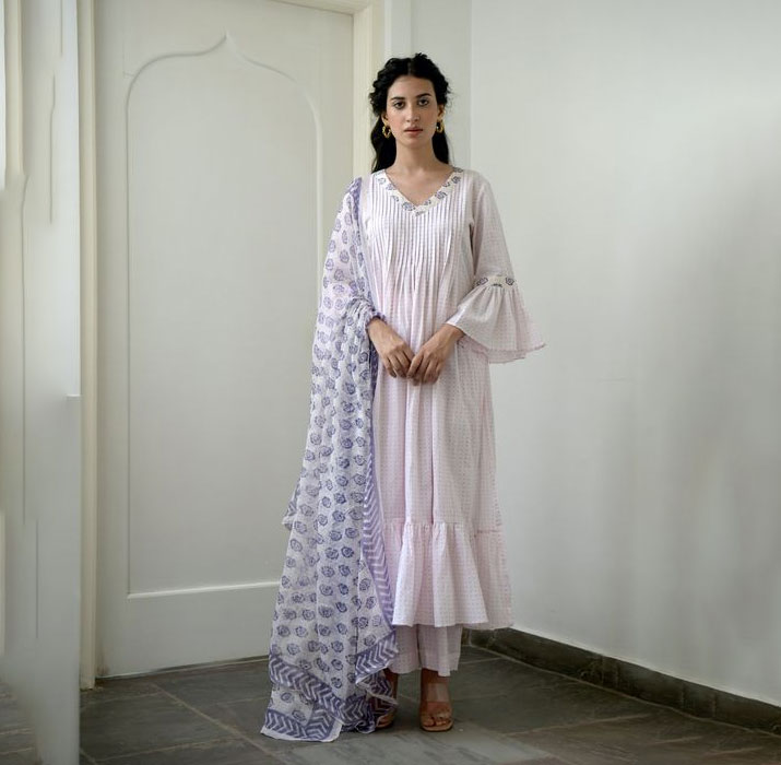 Frill Sambalpuri Cotton Kurti Design