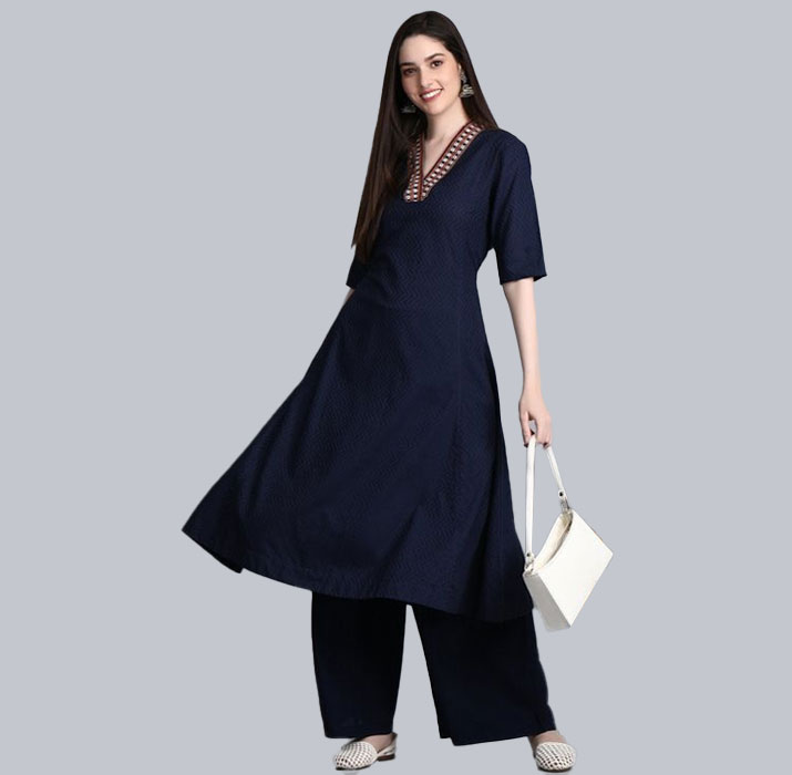 Plain Sambalpuri Cotton Kurti Design