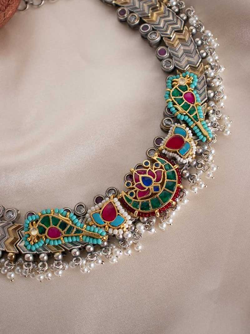 Colourful Brass Necklace Design