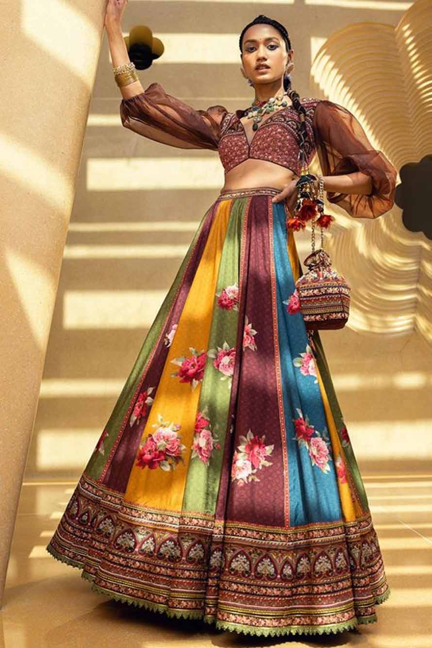 Floral Motifs Ghagra Choli Design