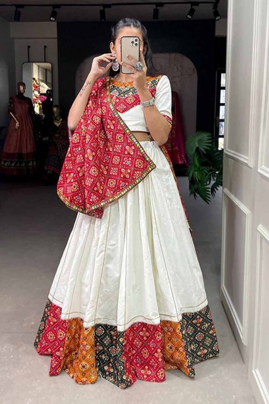 White And MultiColour Ghagra Choli Design