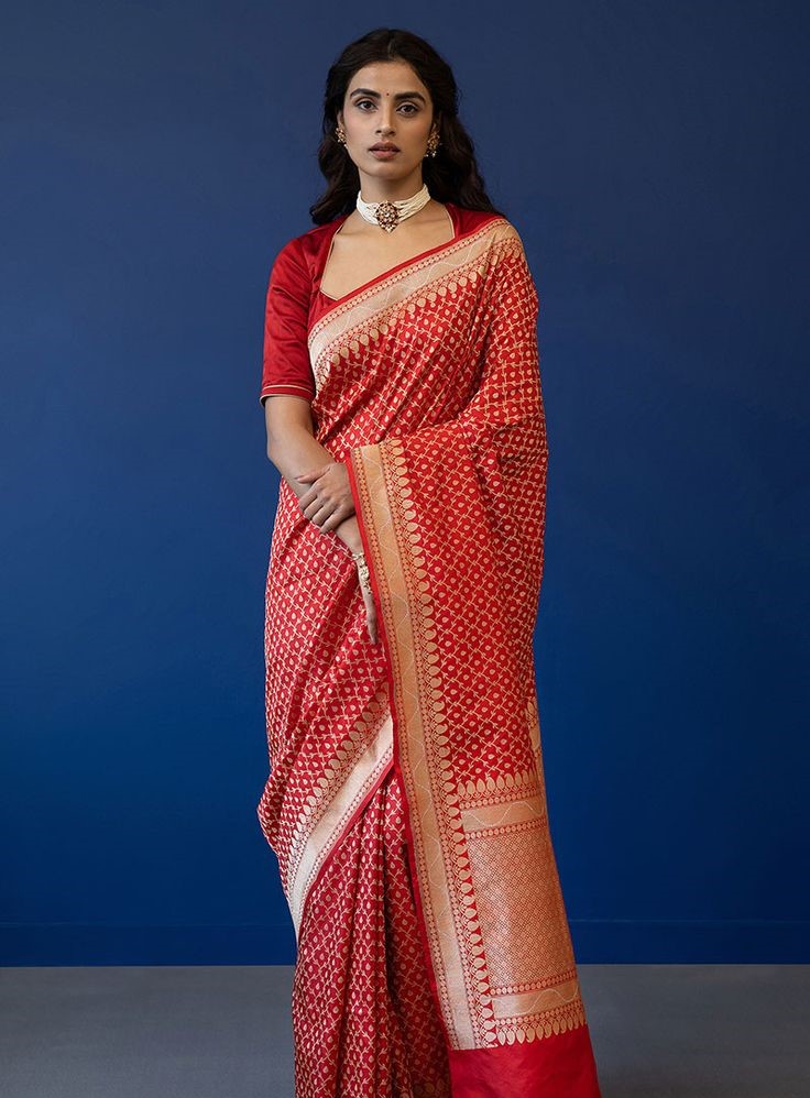 Katan Silk Red Banarasi Saree