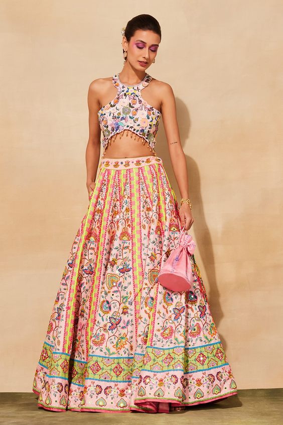 Floral Printed Ghagra Choli Design