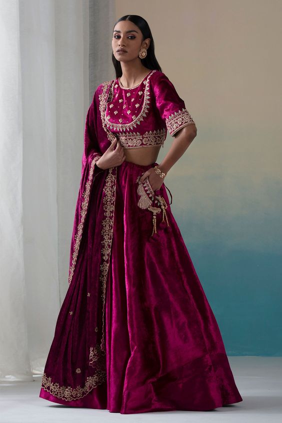 Velvet Ghagra Choli Design