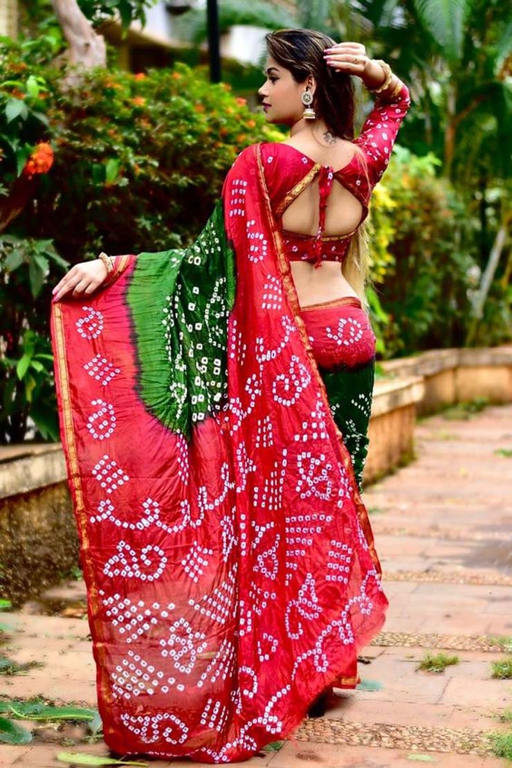 Dual Shade Bandhani Saree Design