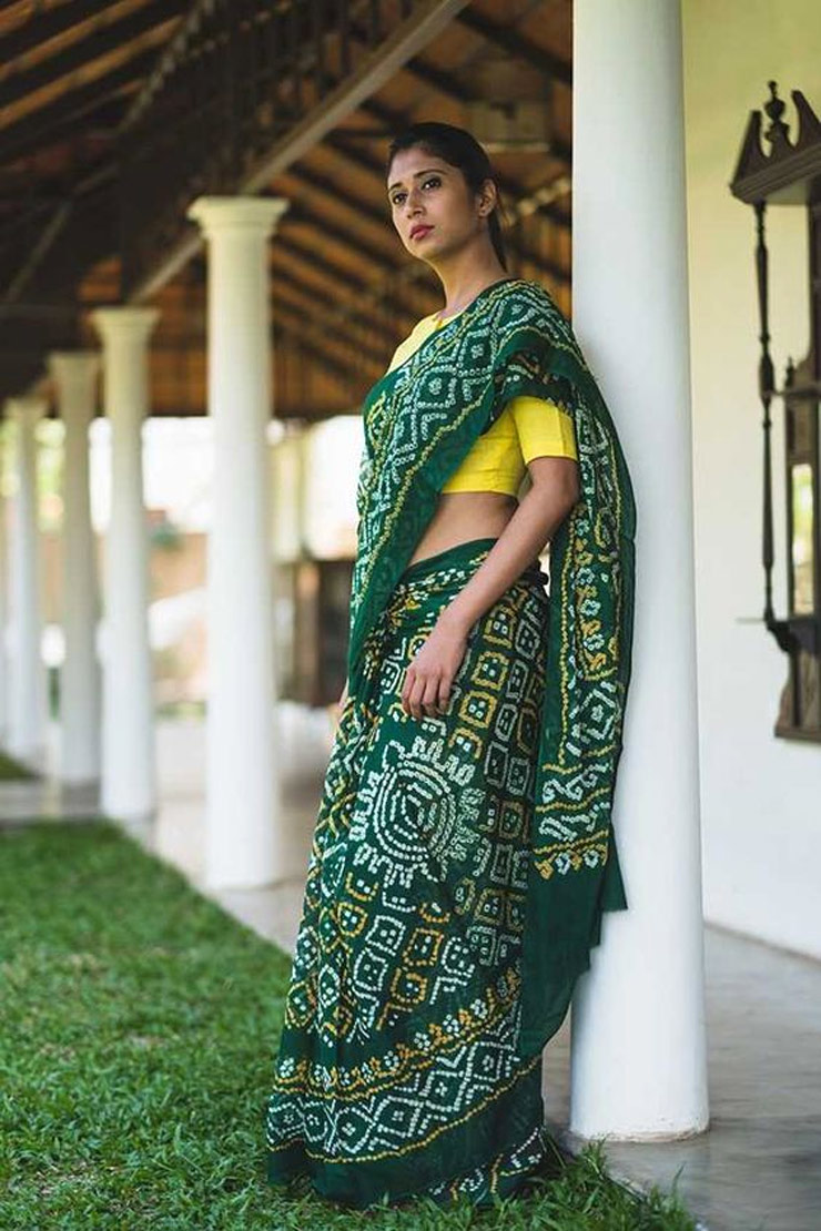 Green Bandhani Saree Design