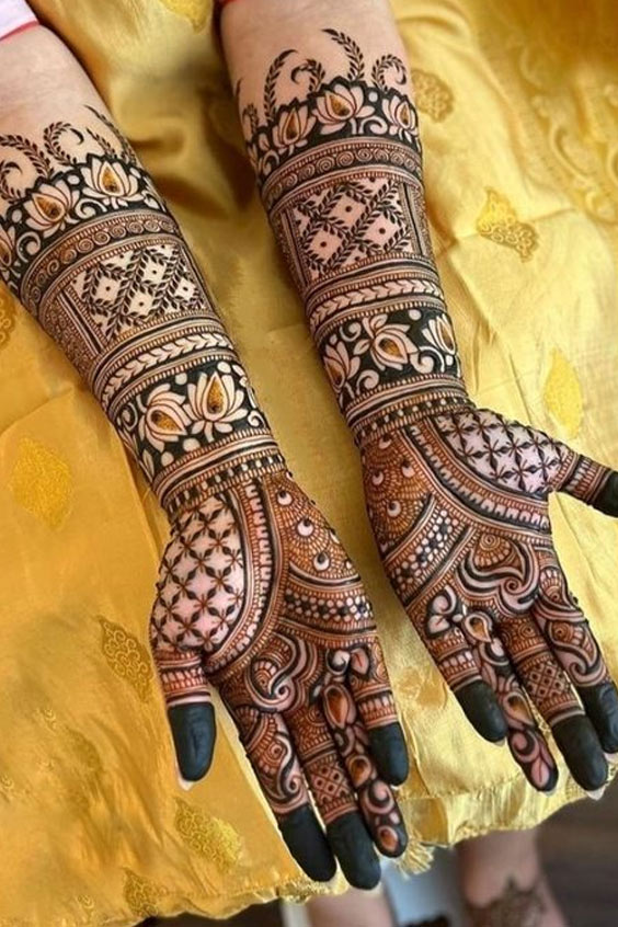 Mixed Pattern Full Hand Mehndi Design